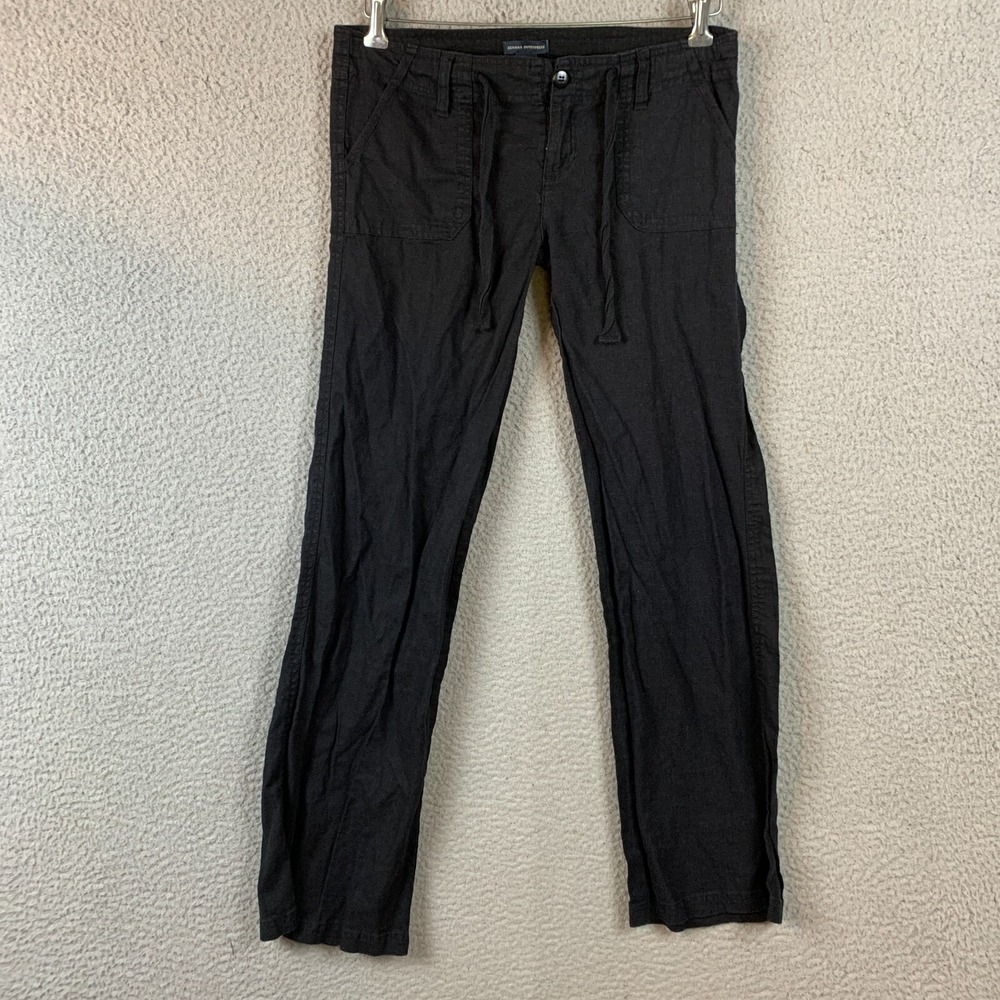 Zenena Outfitters Pants Women Large Linen Blend‎ Black Utility Travel